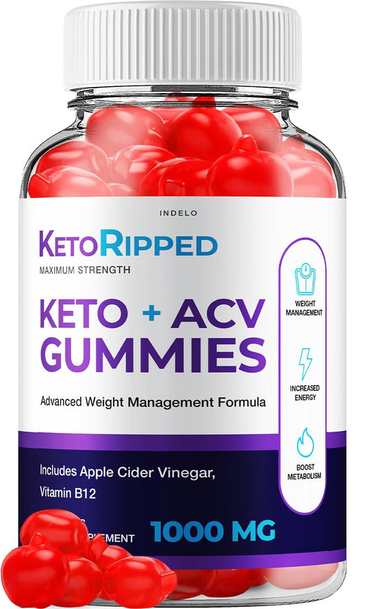 Keto Ripped ACV Gummies - Advanced Formula Ripped Keto + ACV Gummies Apple Cider Vinegar Ripped ACV Gummies Dietary Supplement Reviews Extra Strength (60 Gummies)