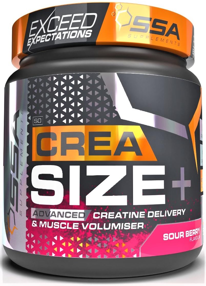 SSA Creatine Monohydrate Powder with D-Ribose for Muscle Gain and Volumization, Rapid Muscle Recovery | Pure Micronized Creatine | Time Release Blend | 1.2lb (Sour Berry)
