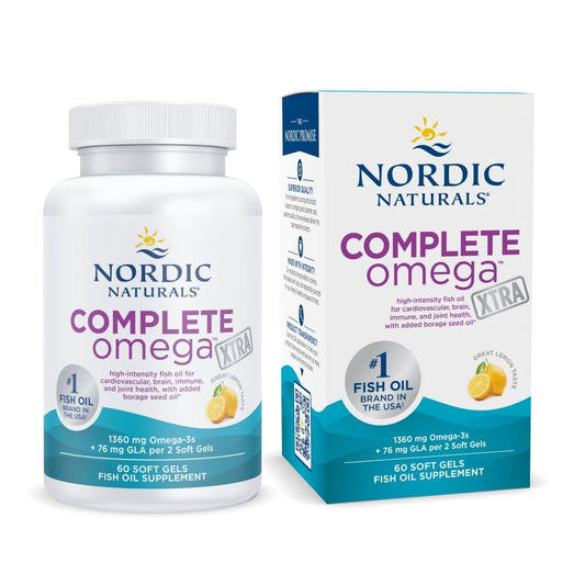 Nordic Naturals Complete Omega Xtra, Lemon - 60 Soft Gels - 1360 mg Omega-3 + 76 mg GLA - Healthy Skin, Joints & Cognition - Non-GMO - 30 Servings