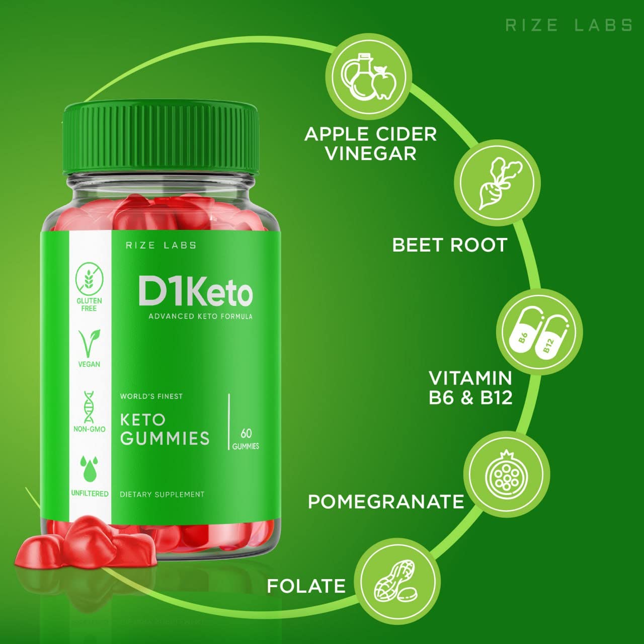 (5 Pack) D1 Keto Gummies - D1 Keto ACV Gummies for Advanced Weight Loss D1 Keto Gummies with Apple Cider Vinegar Supplement Belly Fat Extra Strength Gomitas Vegan Non GMO (300 Gummies)