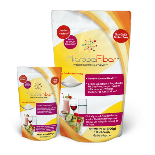 MicrobeFiber Prebiotic Soluble Fiber - Reset Gut Microbes & Get Gut Healthy - 30 Day Supply with Bonus 3-Day Pack