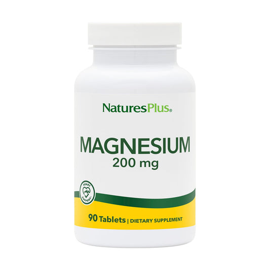 NaturesPlus Magnesium - 200 mg, 90 Tablets - Vegetarian, Gluten Free - 90 Servings