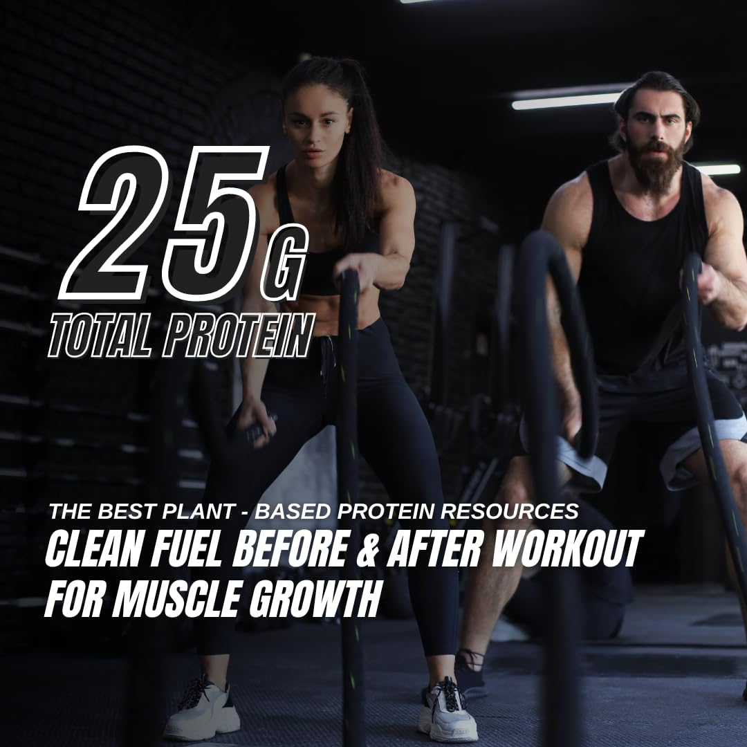 4D NUTRITION - Vegan Plant Protein Powder, 25g Protein, 3.6g BCAAs & 18g EAAs, Quick Absorbing & Fast Digesting for Optimal Muscle Recovery, Vanilla Milkshake, 2 Pound, 28 Servings