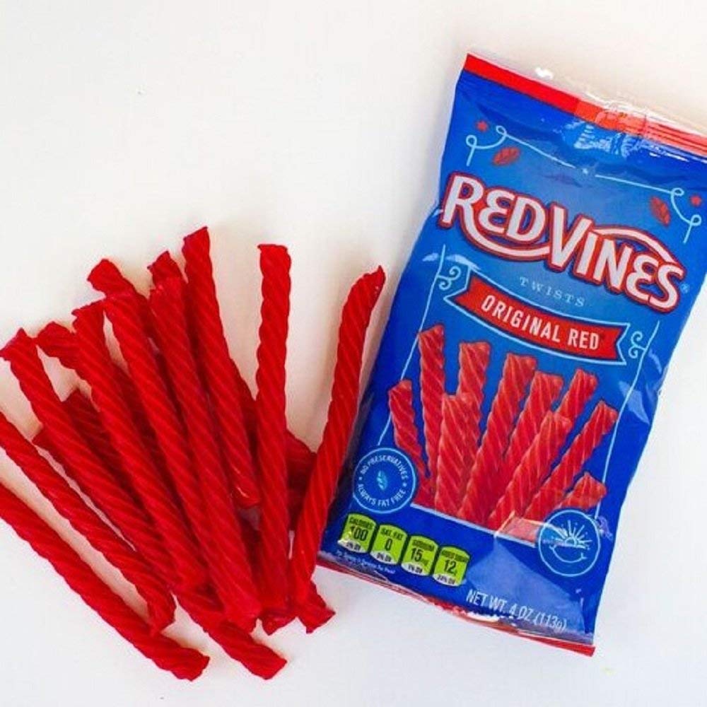 Red Vines Licorice Twists Original Red Flavor Soft  Chewy Candy 4 Ounce Pack of 24