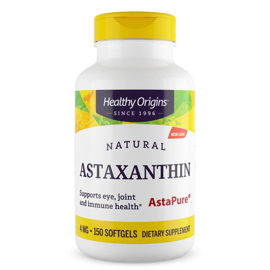 Healthy Origins Astaxanthin 4 mg (Natural, Astapure, Non-GMO, Gluten Free, Eye Support, Joint Support, Immune Support), 150 Softgels
