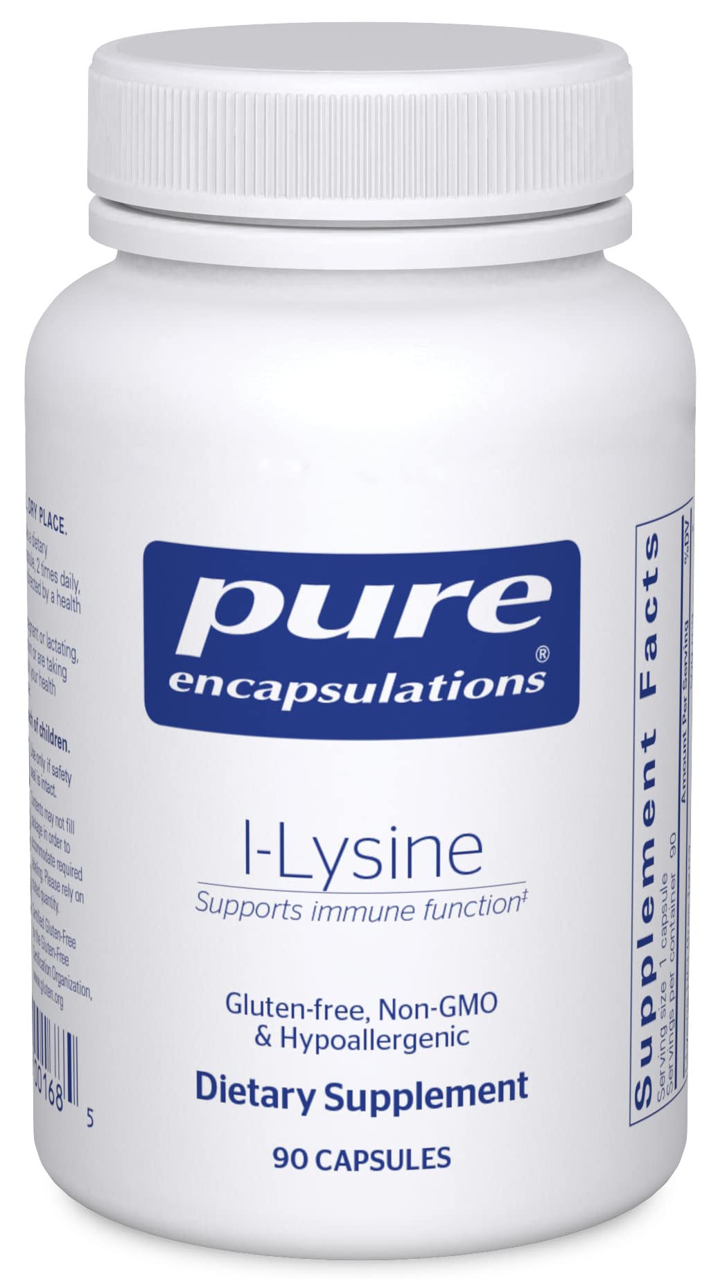 Pure Encapsulations L-Lysine - Essential Amino Acid Supplement for Immune Support & Gum, Lip Health* - with L-Lysine HCl - 90 Capsules