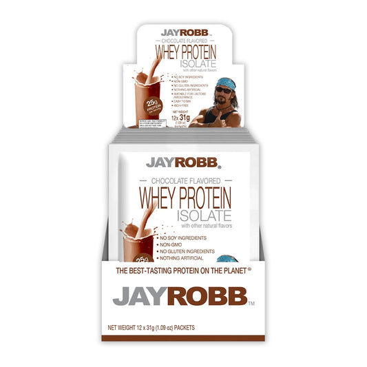 Jay Robb Whey Isolate Protein Powder, Low Carb, Keto, Vegetarian, Gluten Free, Lactose Free, No Sugar, No Fat, No Soy, Nothing Artificial, Non-GMO, Convenient Individual Serving Packet, Chocolate
