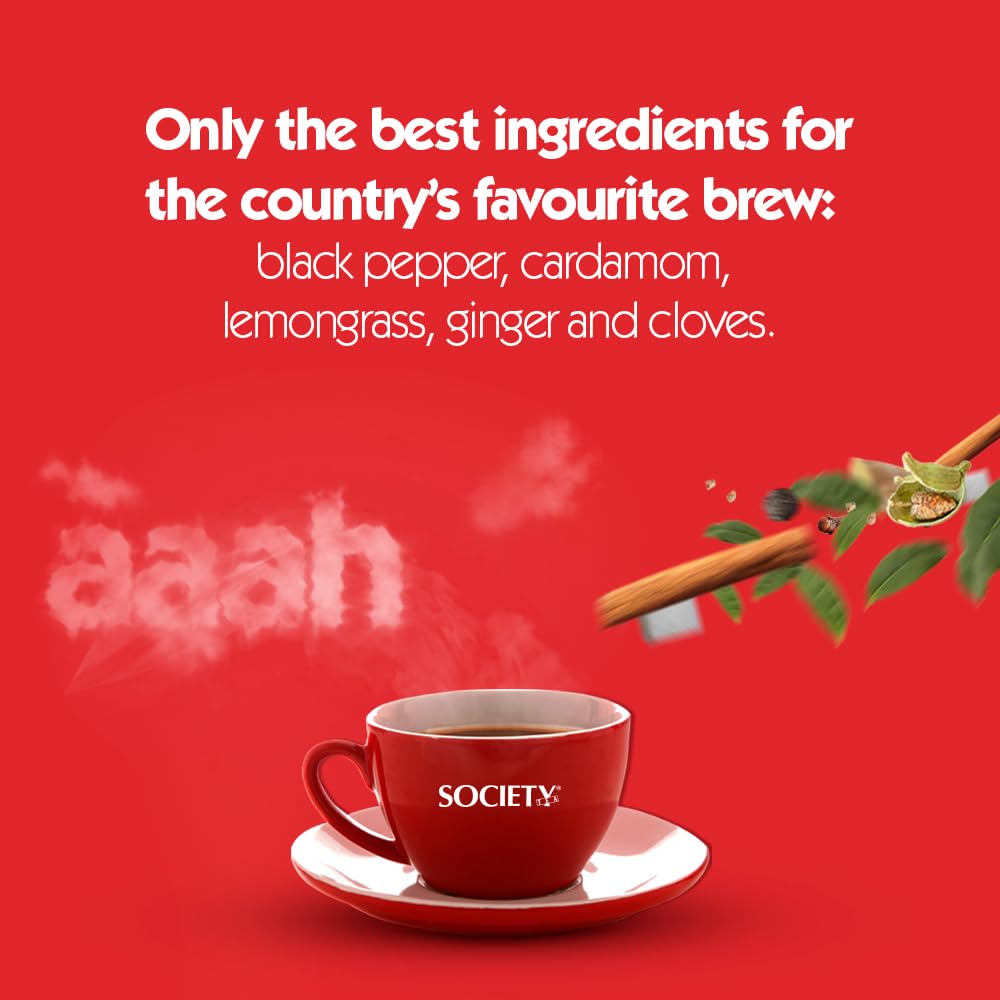 Society Masala Tea 9 Oz with Ginger Clove Bud Lemongrass Black Pepper  Cardamom 100 Natural Spices Masala Spiced Chai Traditional Masala Tea Strong  Robust Blend No Gluten 250 grams