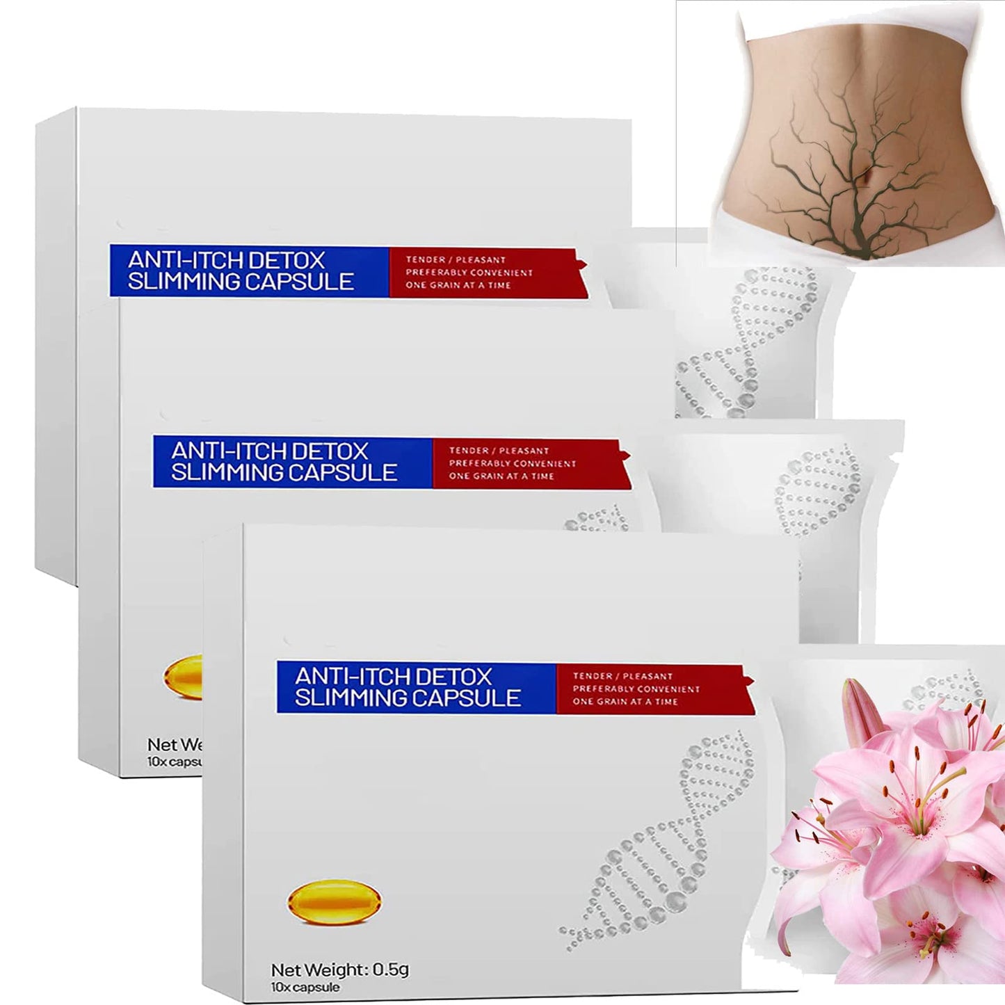 BXS Soothe&Slim Anti-Itch Expulsion of Toxin Lose Weight Capsule, Instant Anti-Itch Expulsion of Toxin Lose Weight Product (3PCS)