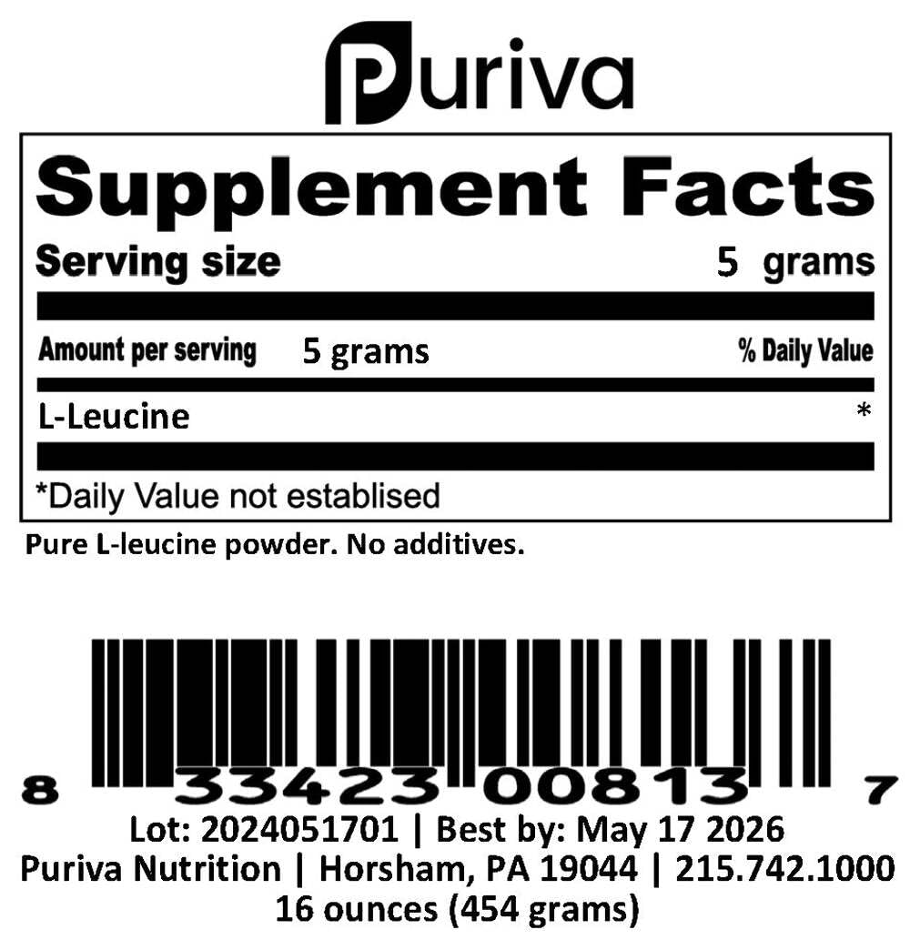 Puriva Nutrition L-Leucine Powder, 1 Pound