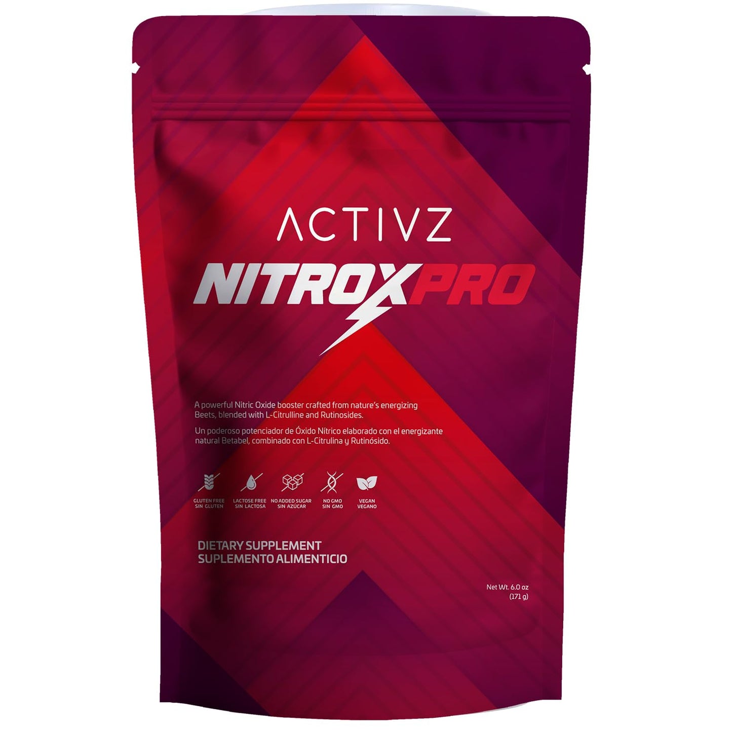 ACTIVZ NitroxPro™ Drink Powder - Beets, L-Citrulline, Rutinosides, CyLoc Dextrin & DexKey for Nitric Oxide, Cardiovascular Support, 6.0 oz (171g)