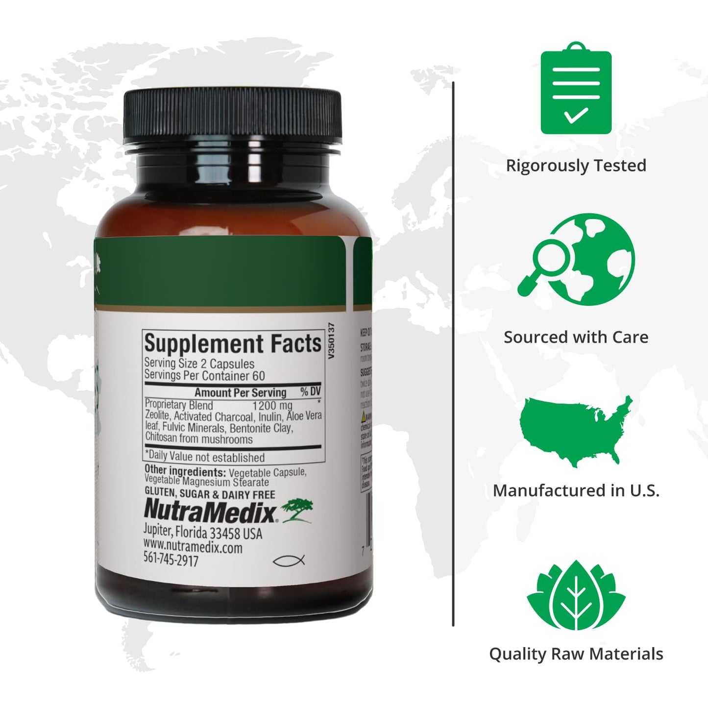 NutraMedix Binder Plus - Comprehensive Toxin Binder & Body Detoxifier - Prebiotic Antioxidant Support + Inulin, Bentonite, Aloe Vera, Activated Charcoal, Fulvic Minerals & Chitosan (120 Capsules)