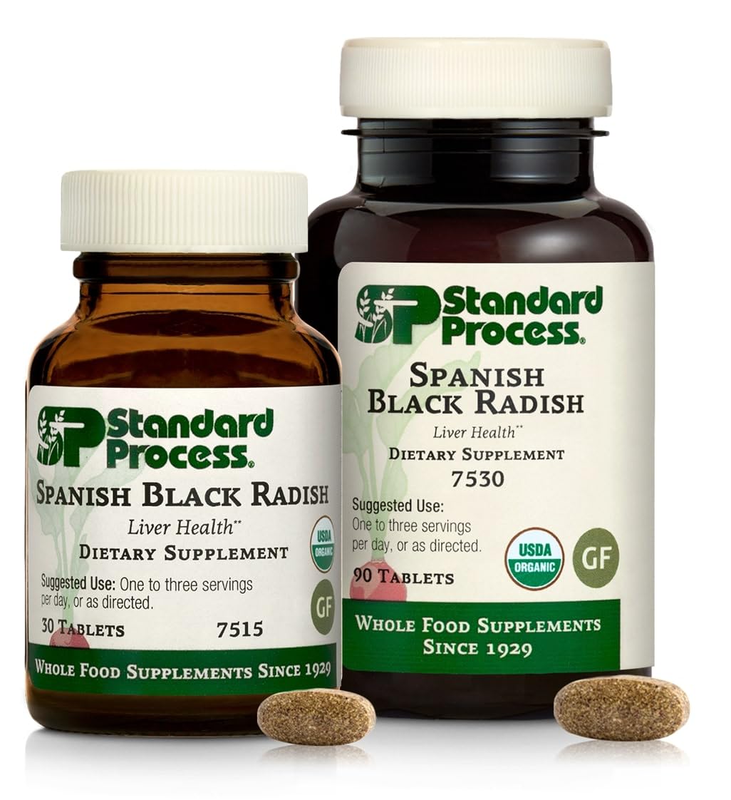 Standard Process Spanish Black Radish - Whole Food Detox, Liver Support, Digestion and Digestive Health, Gallbladder Support with Honey and Vitamin C - Vegetarian, Gluten Free - 90 Tablets