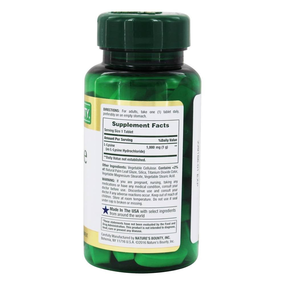 Nature's Bounty L-Lysine 1000 mg Tablets 60 ea (Pack of 2)