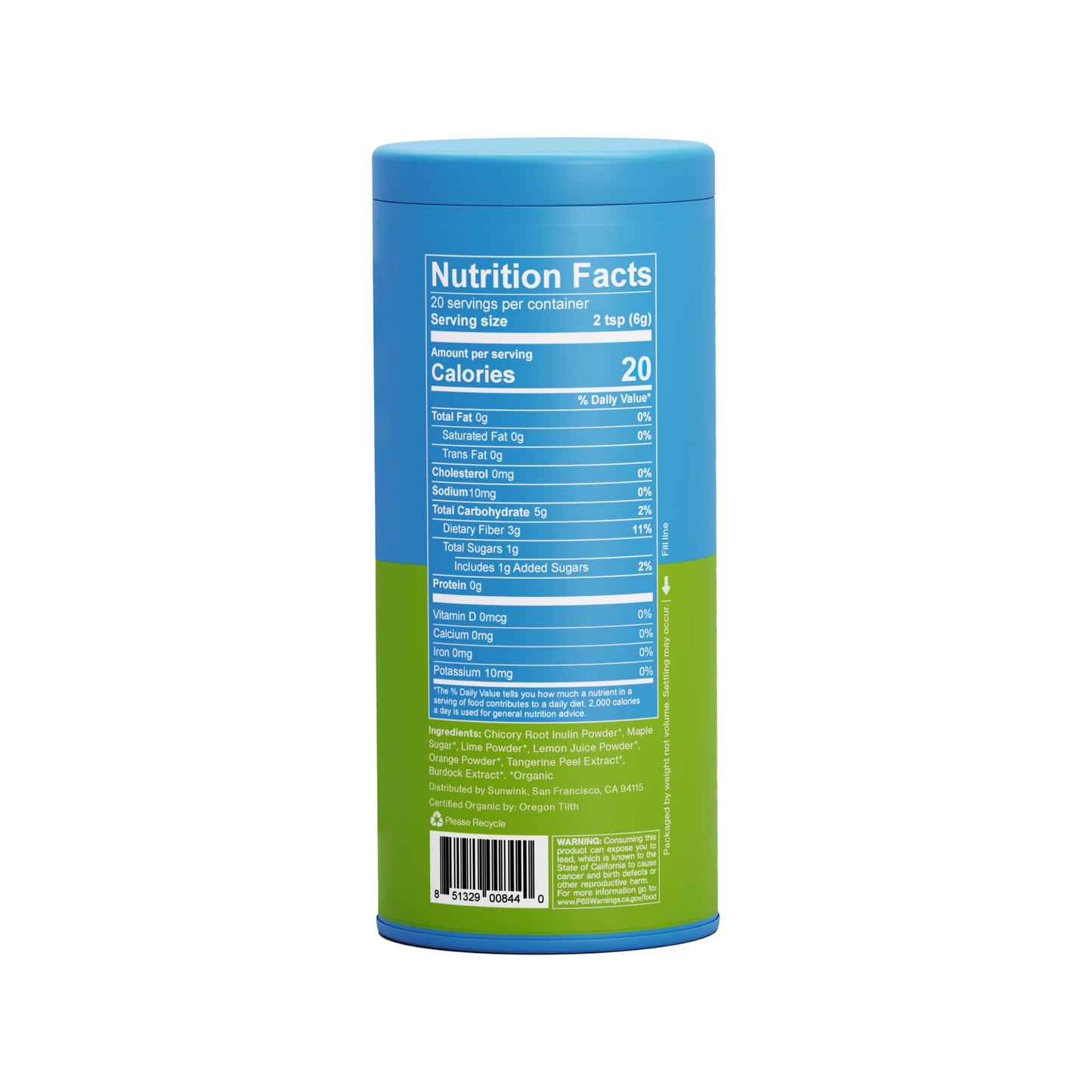Sunwink Digestion Limeade Fiber Superfood Powder | Daily Fiber Powder for Digestion | Prebiotic Fiber Powder with Chicory Root, Burdock, Tangerine Peel | Supports Gut Health | 4.2 oz, 20 Servings