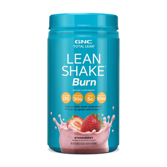 GNC Total Lean | Lean Shake Burn, Protein Powder | Hunger Satisfying, Proven to Burn 3x More Calories | Strawberry | 16 Servings