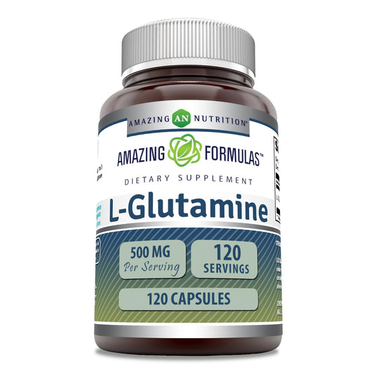 Amazing Formulas L-Glutamine Supplement | 500 Mg | 120 Capsules | Non-GMO | Gluten-Free | Made in USA