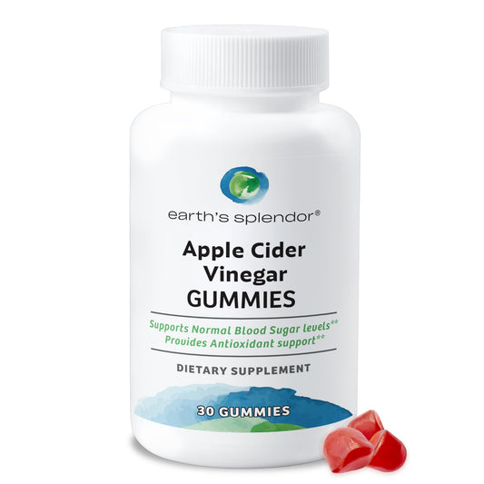 Earth's Splendor Apple Cider Vinegar Gummies - 30 Count - Vegan, Non-GMO, Gluten-Free - Supports Digestive Health, Detox, Immune System & Natural Energy - Delicious Fruity Flavor