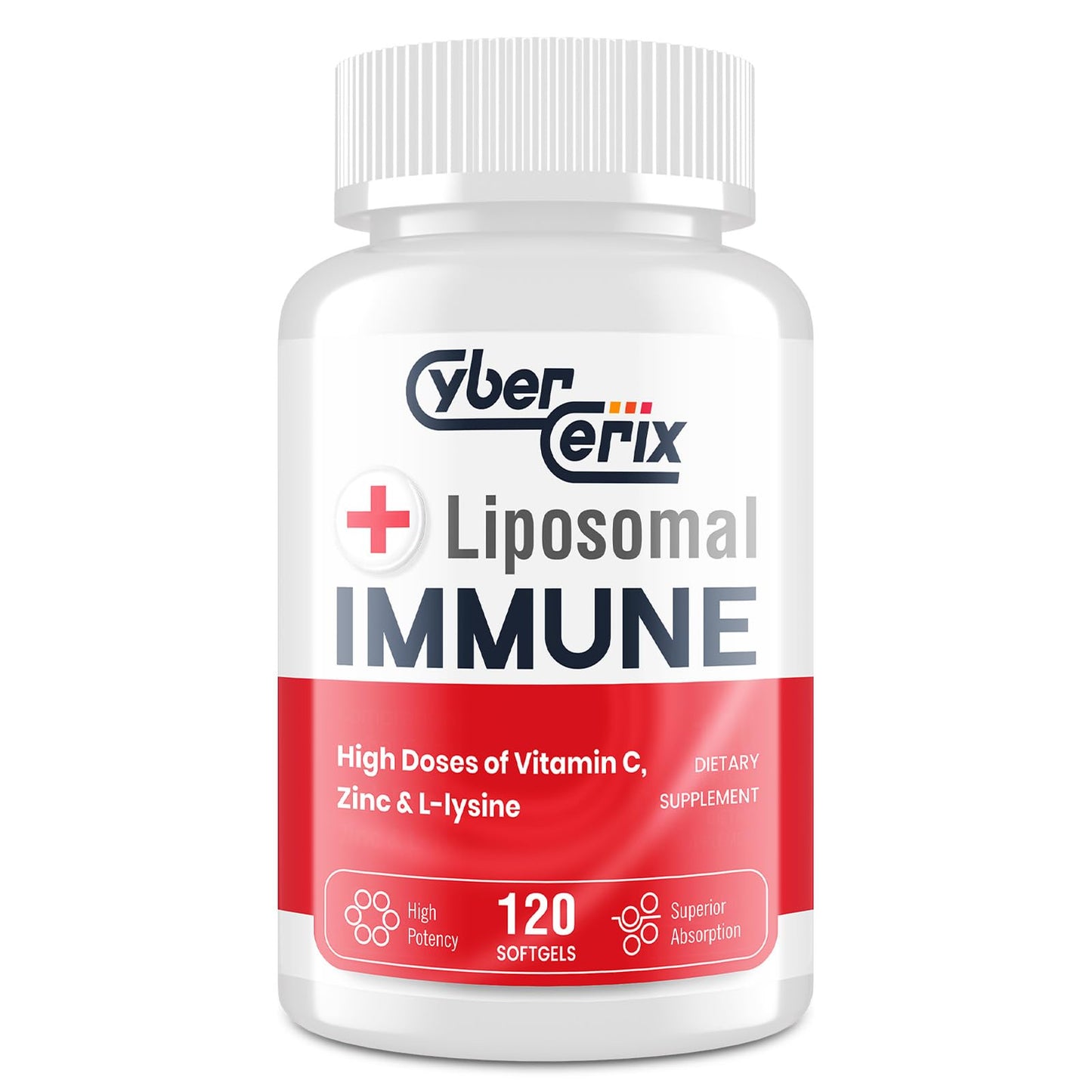 CyberCerix Advanced Liposomal Immune Supplement, Complex with L-Lysine 1,500mg, Vitamins, Minerals & Herbal Extracts, Comprehensive Daily Wellness Blend for Men & Women - 120 Capsules