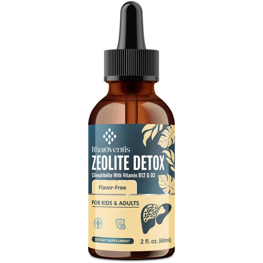 Itharoventis Zeolite Drops for Kids and Adults, Zeolite Clinoptilolite Liquid with Methyl Vitamin B12 & D3, Monk Fruit Flavor, 2 Fl Oz