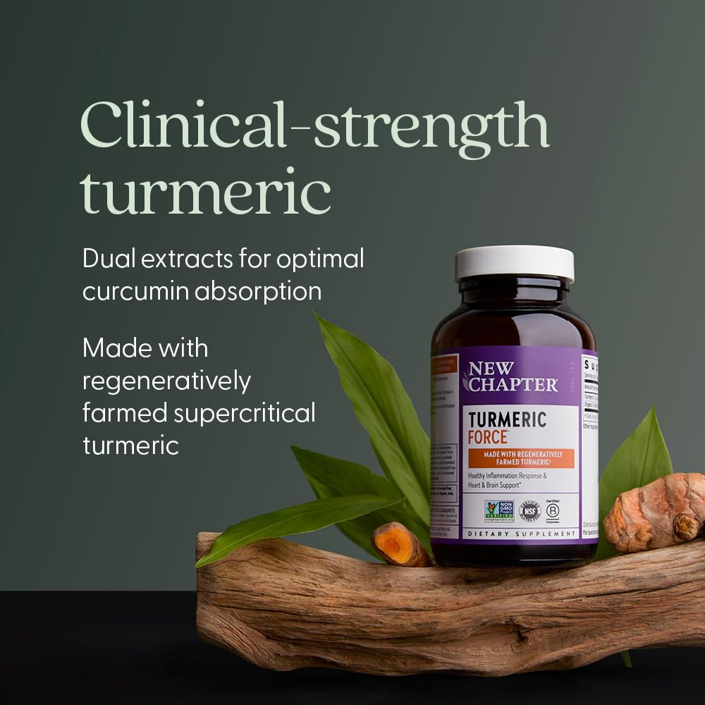 New Chapter Turmeric Supplement, One Daily, Heart, Brain & Healthy Inflammation Support, Supercritical Turmeric Curcumin Means No Black Pepper Needed, Non-GMO, Gluten Free - 120 Count (4 Month Supply)