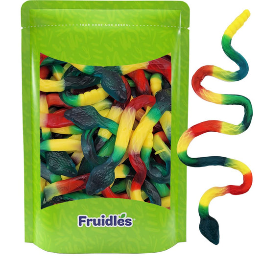 Fruidles Giant Gummy Rattle Snake Candy Assorted Fruit Flavors Allergy Friendly NonGMO No Artificial Sweeteners HalfPound