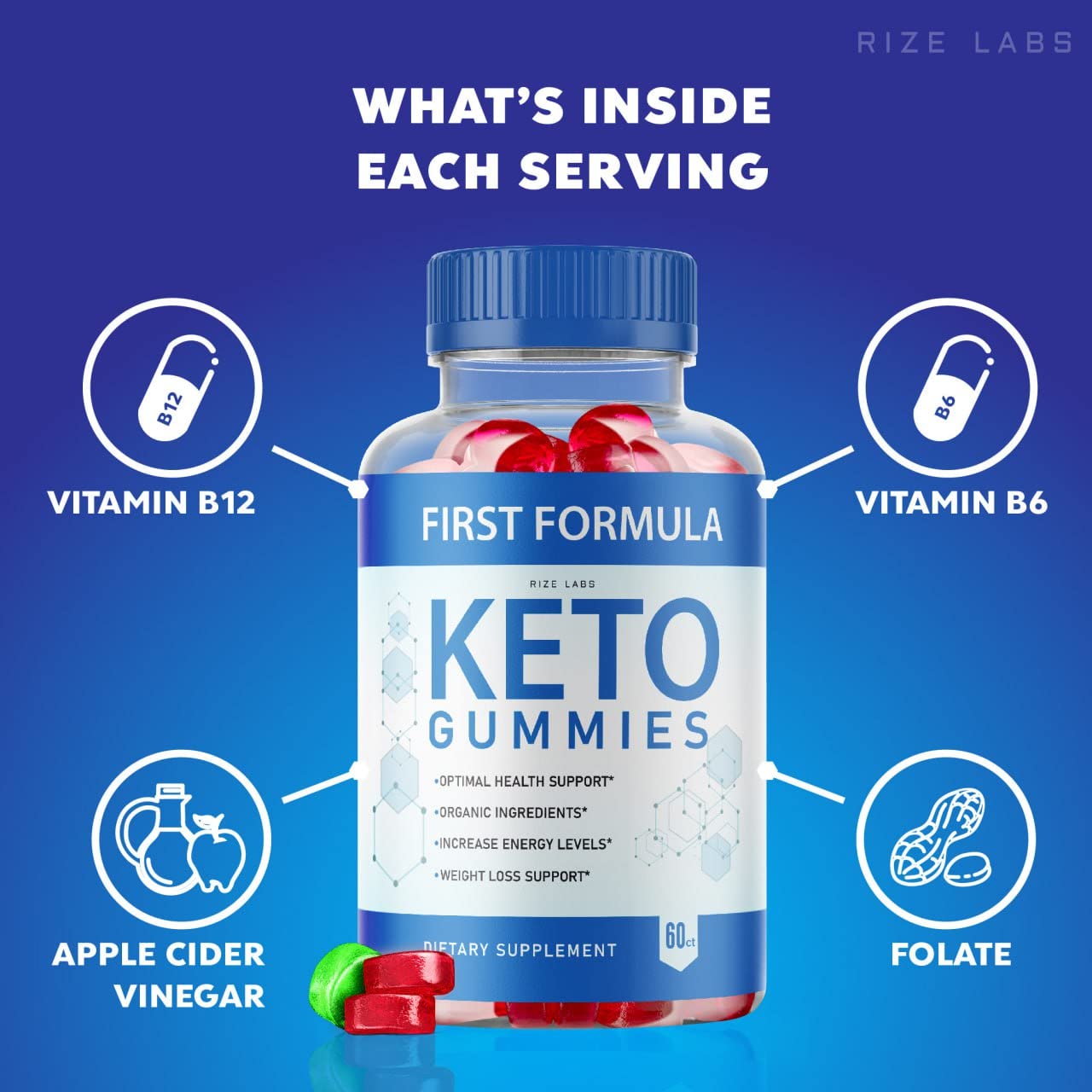 First Formula Keto ACV Gummies Apple Cider Vinegar Advanced Formula Gummies (60 Gummies)