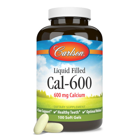 Carlson - Cal-600, 600 mg Calcium, Bone Support, Healthy Teeth & Optimal Wellness, 100 Softgels