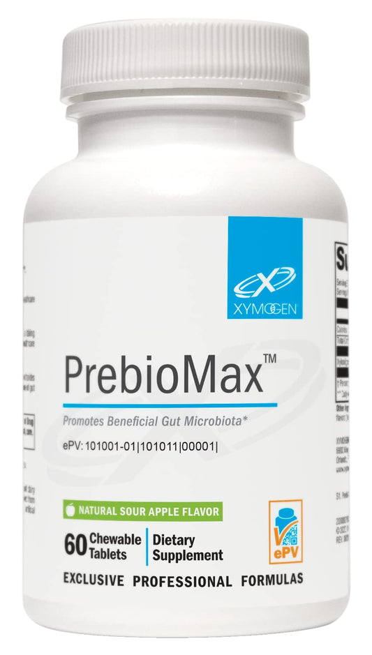 XYMOGEN PrebioMax Prebiotic Fiber Supplement - Xylooligosaccharides (XOS) to Help Maintain Digestive Health + Support Healthy Microbial Activity in The GI Tract - Sour Apple (60 Chewable Tablets)