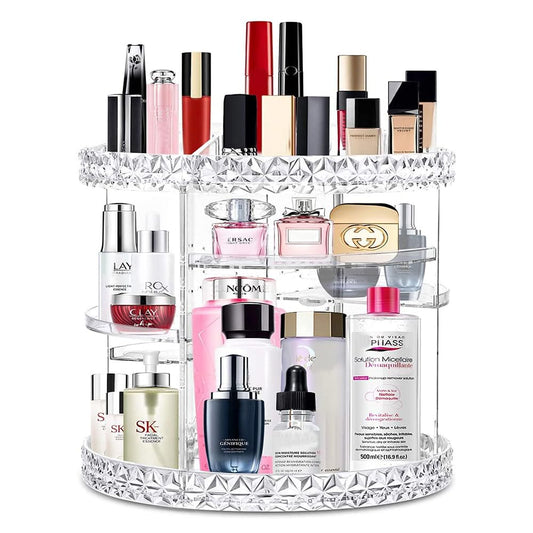 V-HANVER 360 Rotating Makeup Organizer Perfume Organizer with 8 Adjustable Layer Clear Cosmetic Storage Display Case Large Capacity Acrylic Beauty Organizer for Vanity Countertop or Bedroom Dresser