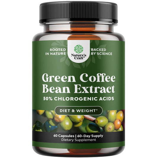 Pure Green Coffee Bean Extract - Super Energizing Green Coffee Extract with 50% Chlorogenic Acid for Antioxidant Heart Health Mental Focus and Size Reduction - Natural Energy Supplement for Adults
