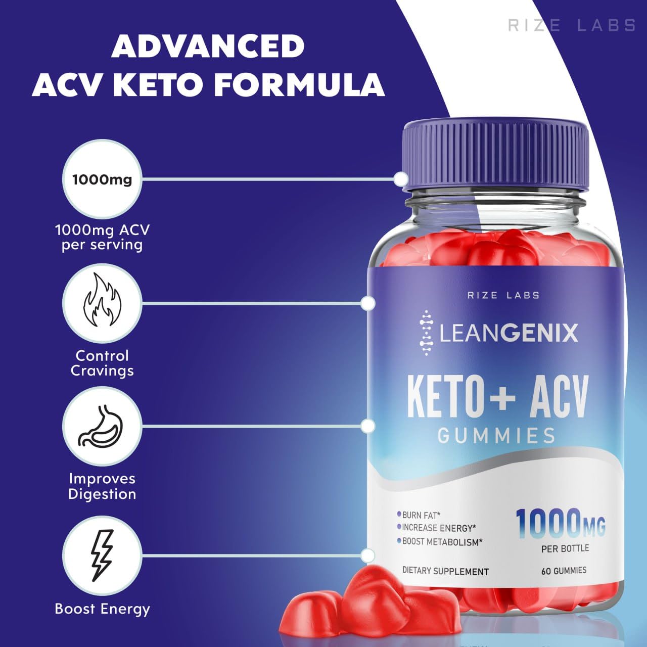 rize labs (Pack of 2 Leangenix Keto+ACV Gummies for Advanced Weight Loss, to Burn Fat and Use as Main Source of Energy, Gomitas, Supplement Review (120 Gummies)