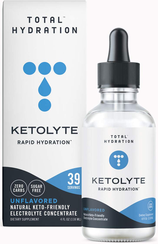 Total Hydration Ketolyte Rapid Hydration (Unflavored) Keto-Friendly Electrolyte Drops with No Calories No Sugar, Natural Electrolyte Supplement with Magnesium (39 Servings)