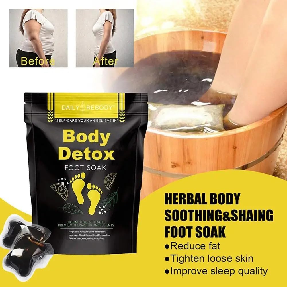Ginger Foot Bath Salt Soak for Weight Loss and Relaxation, 5 Pieces, with Lemon, Green Tea, Mint and Apple Vinegar