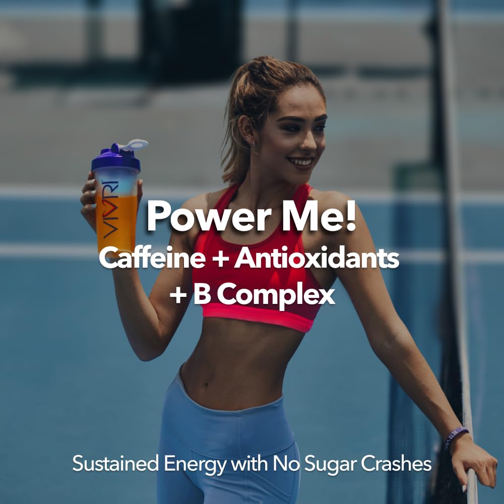 VIVRI PowerMe! Energy Boost Formula | Orange Mango Flavor | Coffee Alternative | Made with Natural Green Tea, Guarana, Yerba Mate & B Complex | 30 Servings
