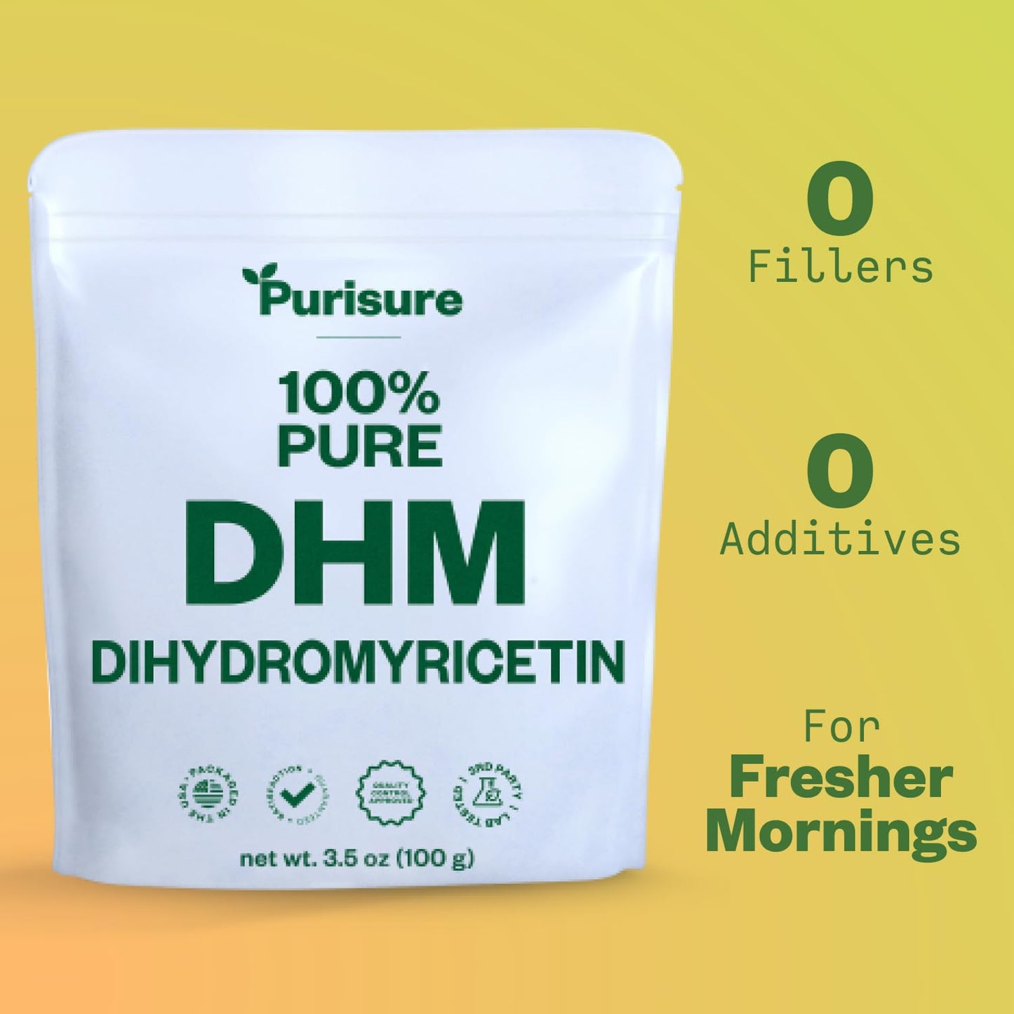 Purisure Dihydromyricetin Powder, 100g, 100% Pure DHM Supplements, Liver Support and Overall Wellness, Premium Quality DHM Supplement, Dihydromyricetin (DHM) Powder for Worry-Free Night Outs