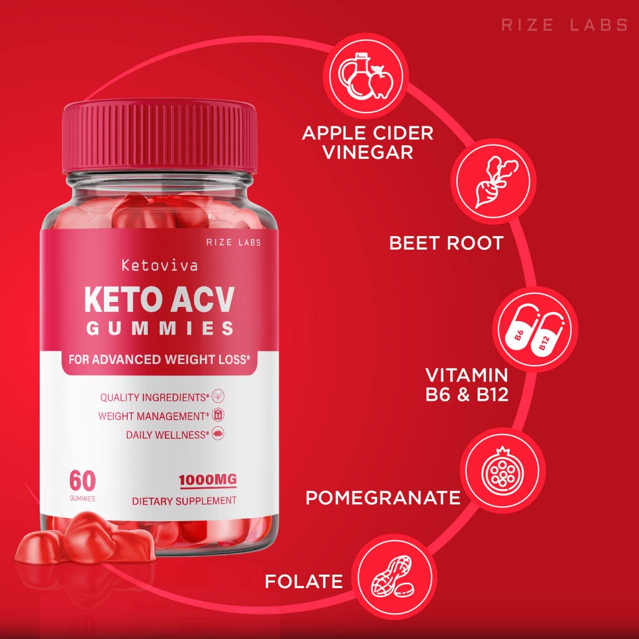 rize labs - Ketoviva Keto ACV Gummies for Advanced Weight Loss with Apple Cider Vinegar, Supplement Helps in Reducing Belly Fat, for Extra Strength (180 Gummies)