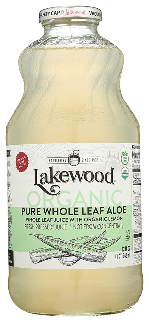 Lakewood Organic Pure Whole Leaf Aloe 32 Ounce Pack of 6