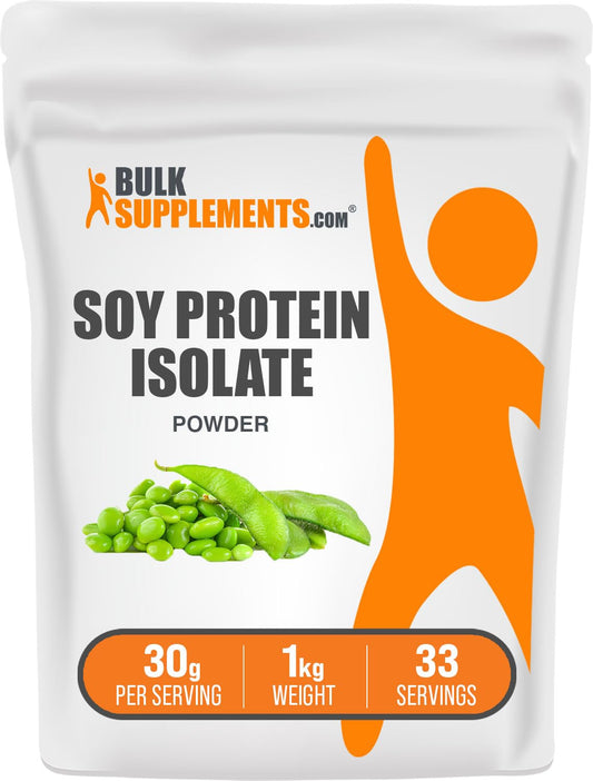 BulkSupplements.com Soy Protein Isolate Powder - Soy Protein Powder, Vegan & Gluten Free, Unflavored, 30g per Serving, 1kg (2.2 lbs) (Pack of 1)