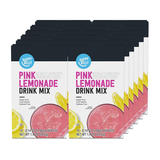 Amazon Brand  Happy Belly Pink Lemonade Drink Mix Singles 14 Oz Pack of 12