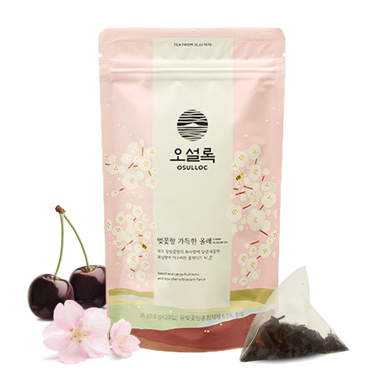 OSULLOC Cherry Blossom Tea Floral Sweet cherry scent  Korean Premium Blended Tea Bag  Sweet Fruit Tea  20 Count Tea Bags 127oz