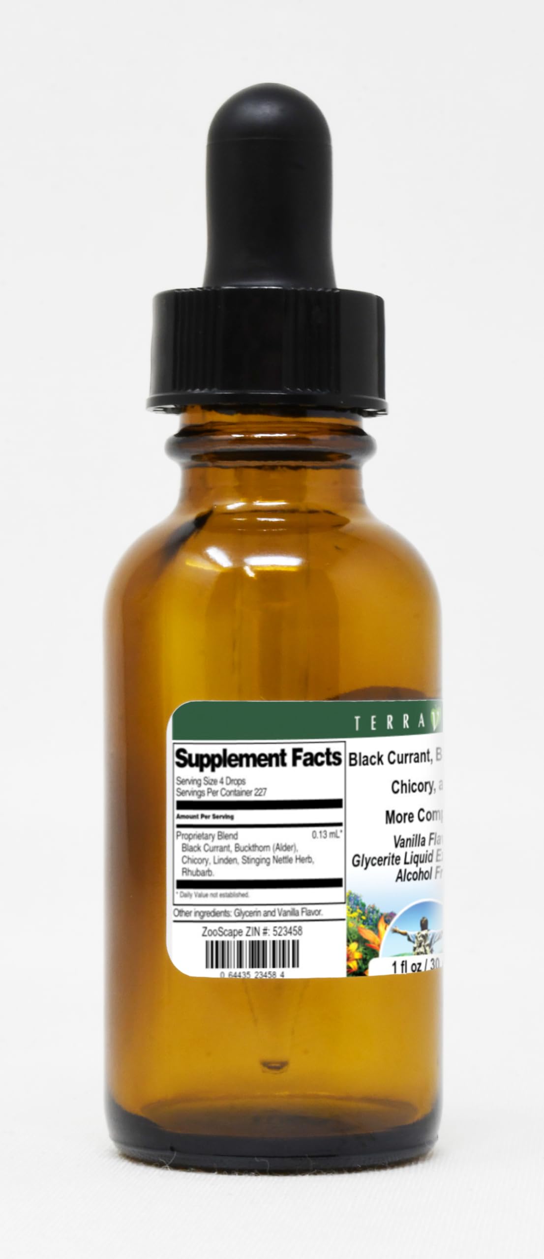 Terravita Black Currant, Buckthorn, Chicory, and More Complex Glycerite Liquid Extract (1:5) - Vanilla Flavored (1 oz, ZIN: 523458)