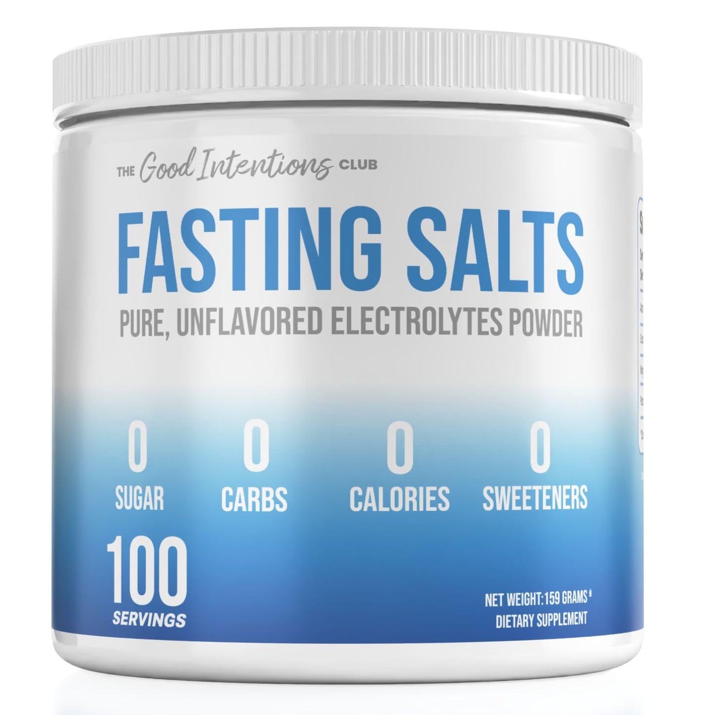 The Good Intentions Club Fasting Electrolytes - Unflavored Electrolyte Powder - 100 Servings - Fasting Salts - Fasting Supplement - Electrolytes for Fasting