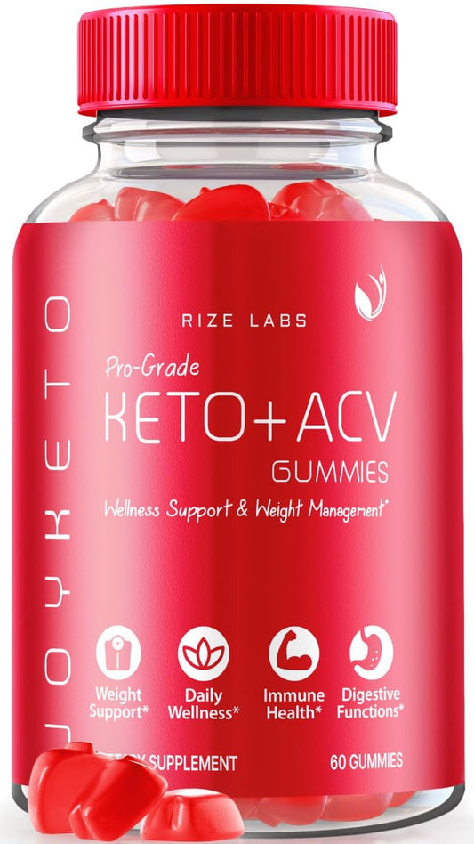 rize labs - Joy Keto ACV Gummies for Advanced Weight Loss, Improved Digestion, Carb Blocker, Vitamin B12 (60 Gummies)