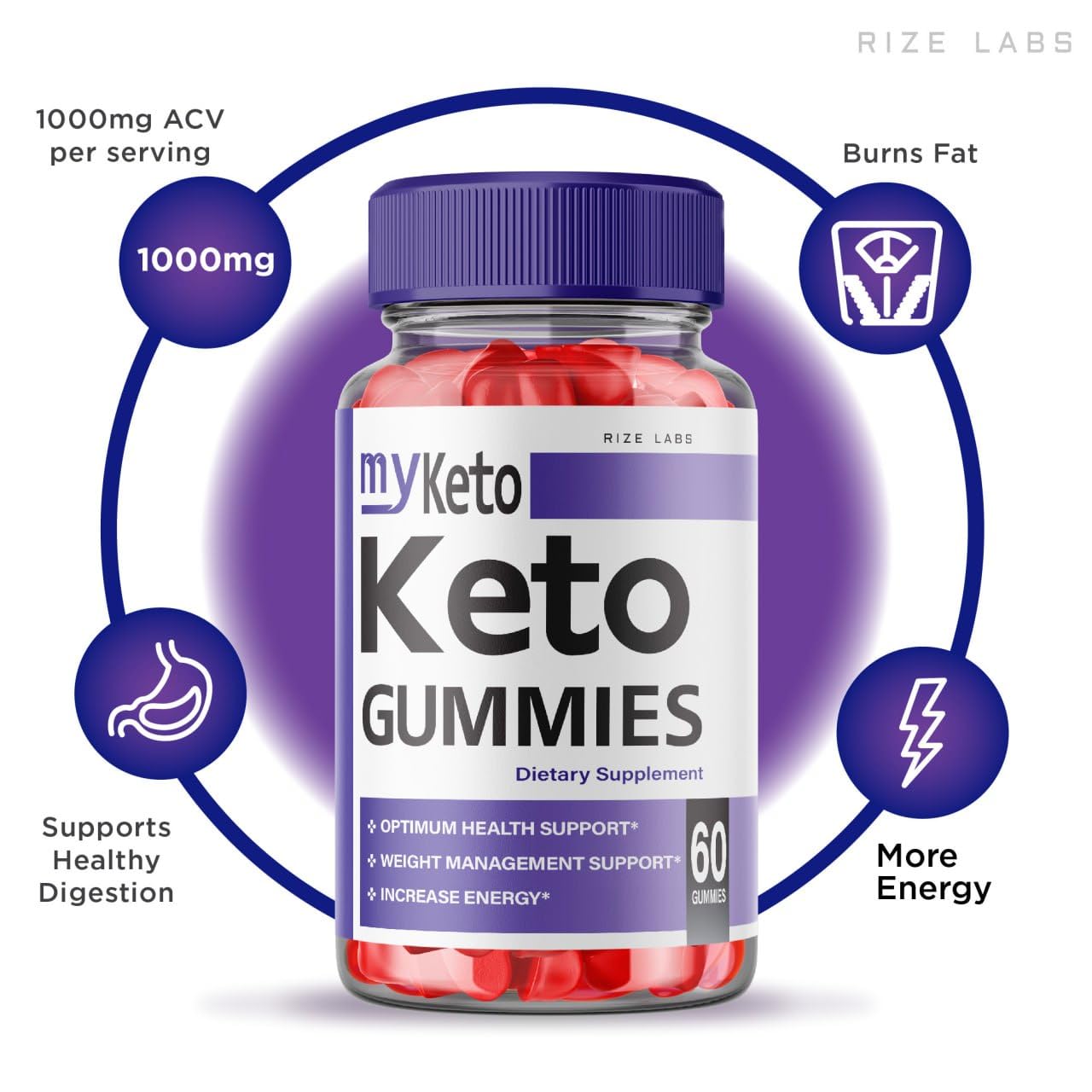 rize labs - My Keto ACV Gummies for Advanced Weight Loss with Apple Cider Vinegar, Supplement Helps in Reducing Belly Fat, for Extra Strength (60 Gummies)