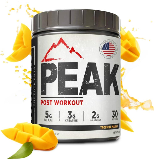 Kodiak Supplements Creatine 3G Peak Post Workout Recovery Powder - 5G BCAA 2:1:1 - Glutamine 2G - Creatine Monohydrate Muscle and Strength Building Supplement - 30 Servings - Tropical Mango