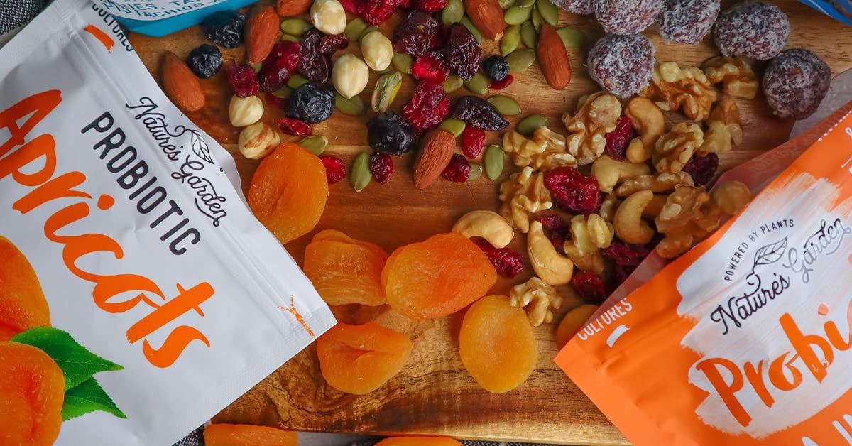 Natures Garden Probiotic Apricots  Probiotic Dried Fruit Plump Dried Apricots No Added Sugar GlutenFree DairyFree Vegan  Bulk 40 Oz Bag Pack of 2