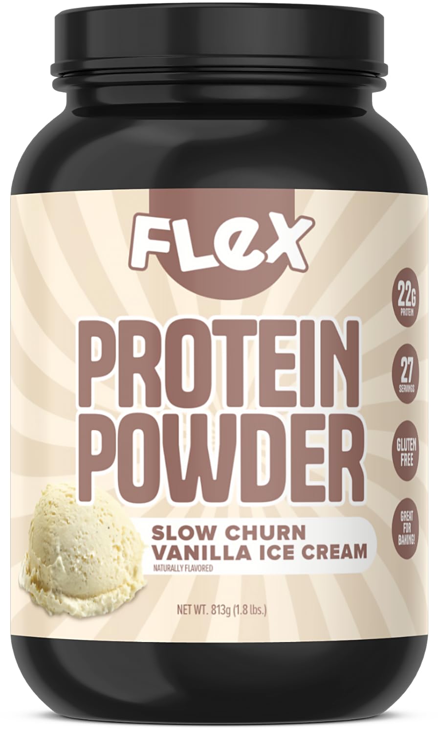 Flexible Dieting Lifestyle Whey Protein Powder, Slow Churn Vanilla Ice Cream | Low Net Carbs, Gluten Free, No Sugar Added | 1.8 Lb - 27 Servings