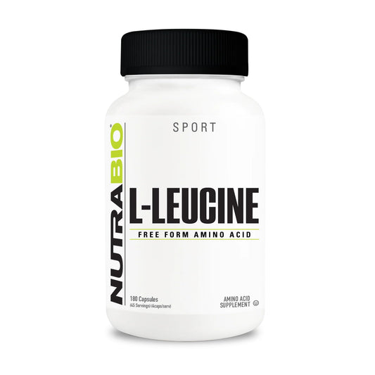 NutraBio 100% Pure L-Leucine - Muscle Recovery and Support - Naturally Fermented Free Form Amino Acid - Vegan, Non-GMO, Gluten Free - 400mg, 180 Capsules