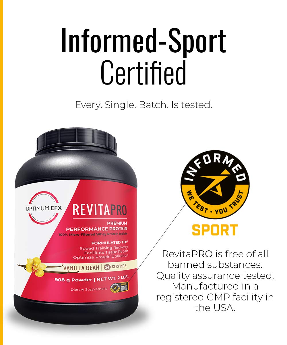 OPTIMUM EFX RevitaPRO, Premium Performance Protein, 100% Micro-Filtered Whey Protein Isolate, Naturally Sweetened, No Soy, Zero Added Sugar, Zero Artificial Ingredients -2 Pound (Vanilla Bean)